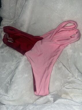 ROMWE Red and Light Pink Bikini Bottom